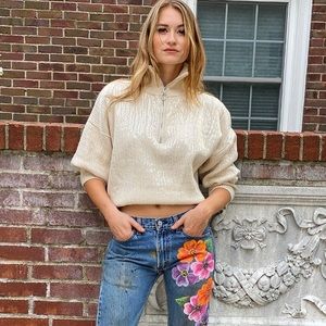 Zara cream sweater with sequins